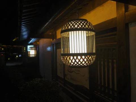Latern in Dack, Yellow lgiht, Tranditional, Chinese Stock Photos