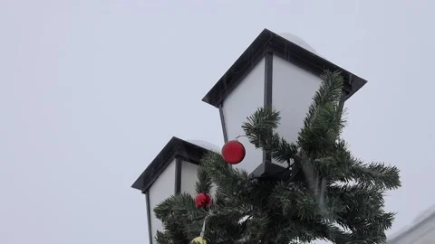 Latern decorated with Christmas decorations Stock Footage 170734541