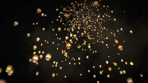 Latern Launch, at Dusk  Stock Footage 68544682