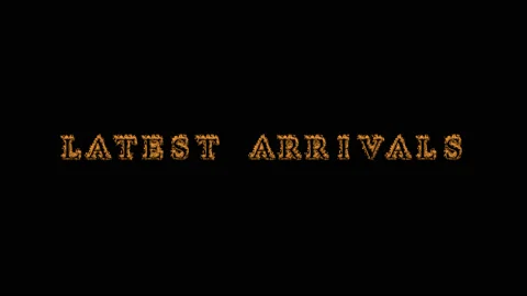 Latest Arrivals fire text effect black background Stock Footage 136314388
