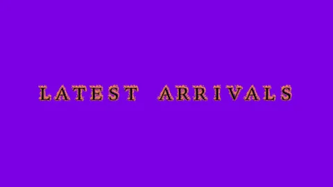 Latest Arrivals fire text effect violet background Stock Footage 136314391