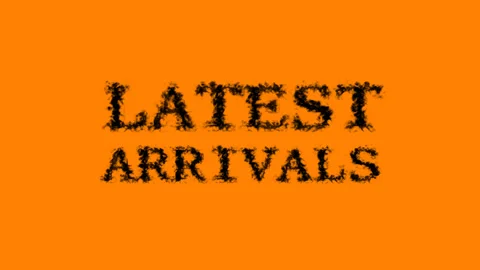 Latest Arrivals smoke text effect orange isolated background Stock Footage 139627517