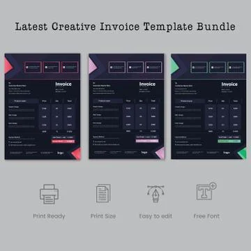 Latest Creative Invoice template Bundle Stock Illustration