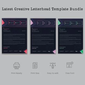 Latest Creative Letterhead template Bundle design Stock Illustration