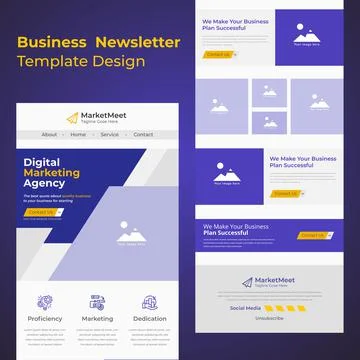 Latest Creative Multipurpose Business B2B Email Newsletter Template Design Stock Illustration