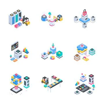 Latest isometric illustration featuring software development workspace for イラスト素材
