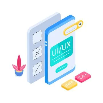 Latest isometric illustration featuring software development workspace for イラスト素材
