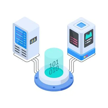 Latest isometric illustration of network mainframe and server coding concept. Stock Illustration