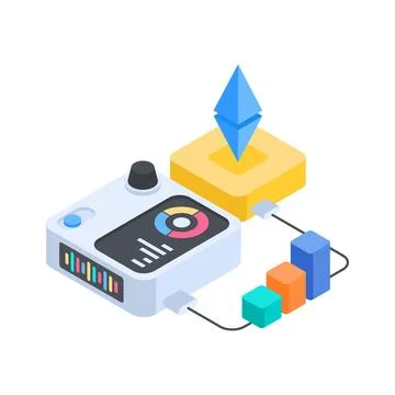 Latest isometric illustration showing e learning concept for online education. Stock Illustration