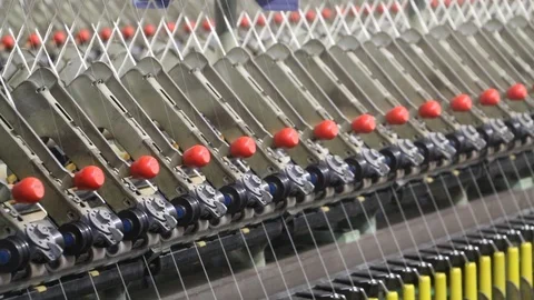 Latest Machinery in a Modern Textile Mill Stock Footage 86625465