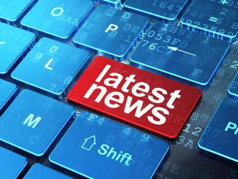 Latest News on computer keyboard background 스톡 일러스트