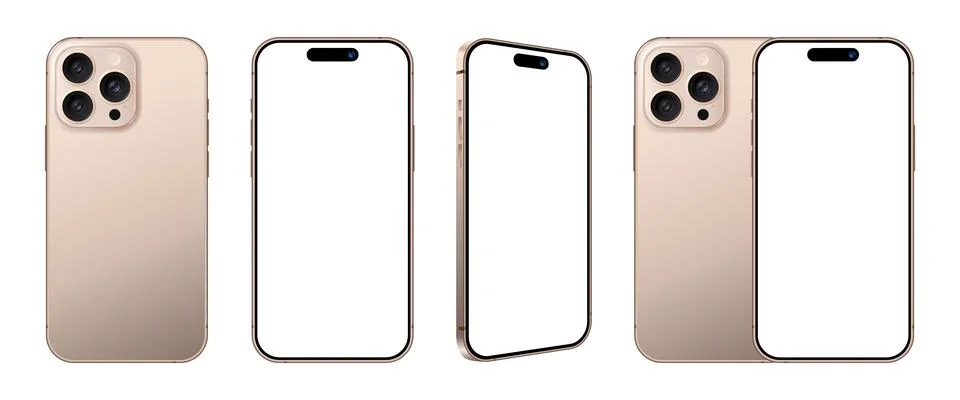 Latest smartphone device with front side and back view mockup set vector Stock Illustration