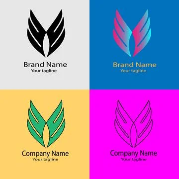 Latest Unique Winged Symbol of Elegance Logo Design Stock Illustration