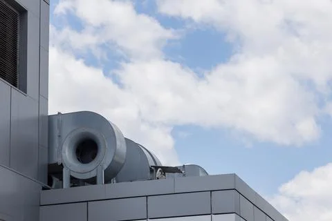 The latest ventilation system, which is located on the street against the sky Stock Photos