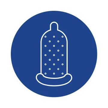 Latex condom contraceptive method, line block style icon Stock Illustration