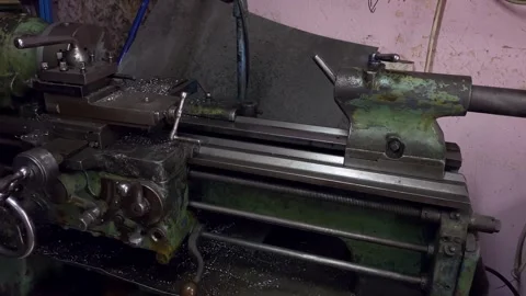 Lathe after metal processing, medium plan. Stock Footage 253089893