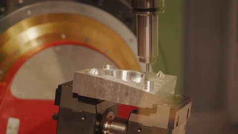 Lathe arm probe tool with CNC module milling rotating detail Stock Footage 117900890