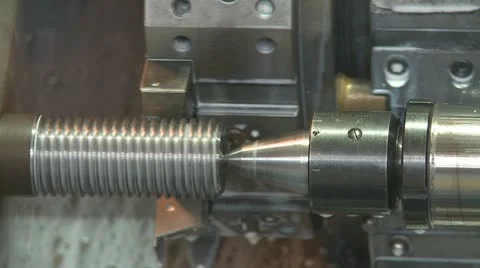 Lathe cuts thread Stock Footage 10861731