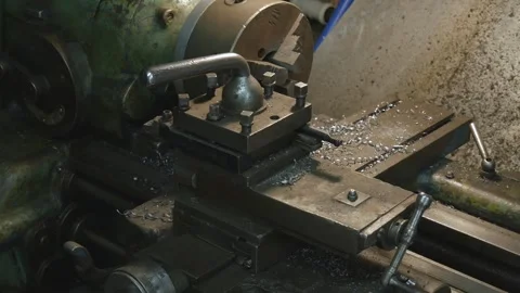 Lathe fastening elements, close-up of a Soviet machine. Video stock 253090264