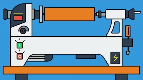 Lathe. Lathe machine. Vector illustration. Woodworking. Stock Illustration