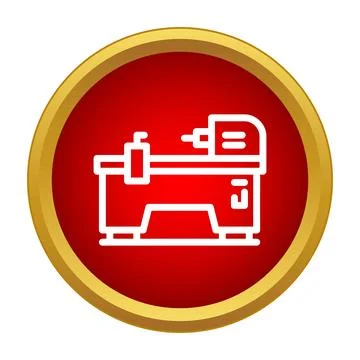 Lathe machine creating part in manufacturing process イラスト素材