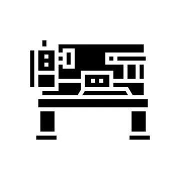 Lathe machine glyph icon vector illustration Stock Illustration