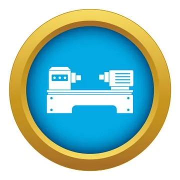 Lathe machine icon blue vector isolated Stock Illustration
