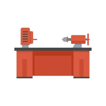 Lathe machine icon flat isolated vector Stock Illustration
