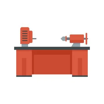 Lathe machine icon flat isolated Stock Illustration