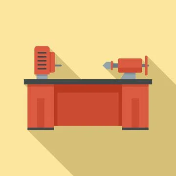 Lathe machine icon, flat style イラスト素材