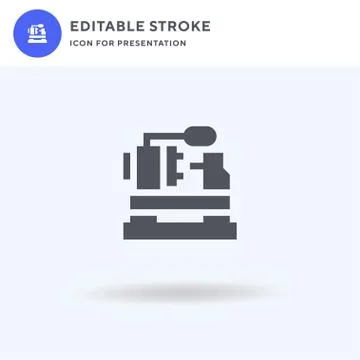 Lathe Machine icon vector, filled flat sign, solid pictogram isolated on whit Stock Illustration
