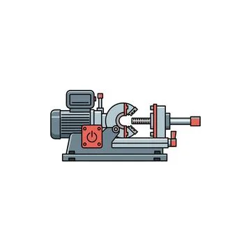 Lathe machine industrial tool flat illustration Stock Illustration
