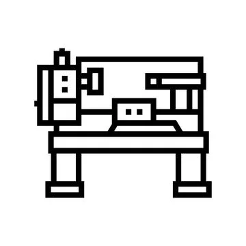 Lathe machine line icon vector illustration Stock Illustration