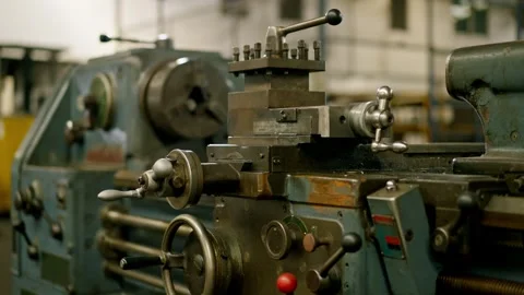 Lathe machine metalworking machine tool in industrial factory workshop manu.. Stock Footage 332503190