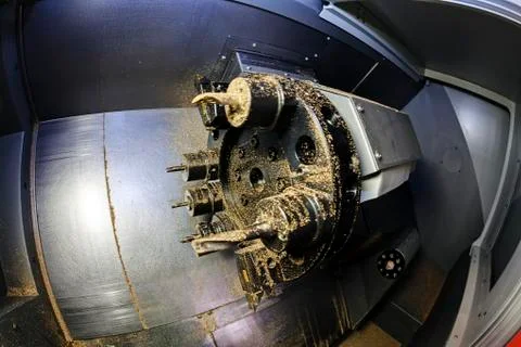 Lathe machine in progress Stock Photos