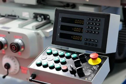 Lathe machine with remote control panel Stock Photos