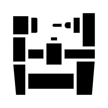 Lathe machine solid icon. Concept of manufacturing, production, and industry. Stock Illustration