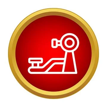 Lathe machine tool icon in golden red circle イラスト素材