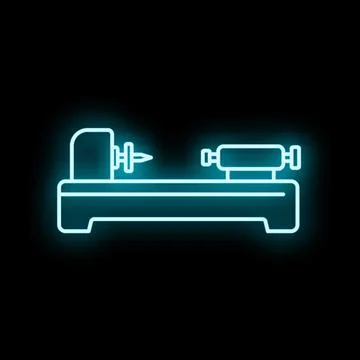 Lathe machine tool neon line icon design Stock Illustration