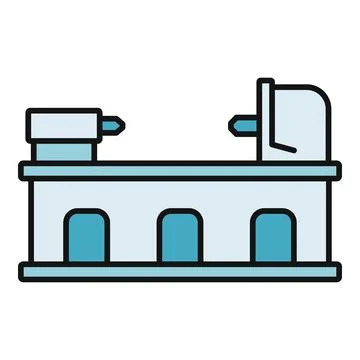 Lathe machine tool in simple flat line icon style イラスト素材