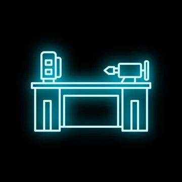 Lathe machine woodworking icon vector neon glow イラスト素材