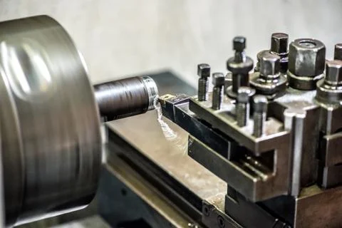 Lathe machine working in close-up Foto stock