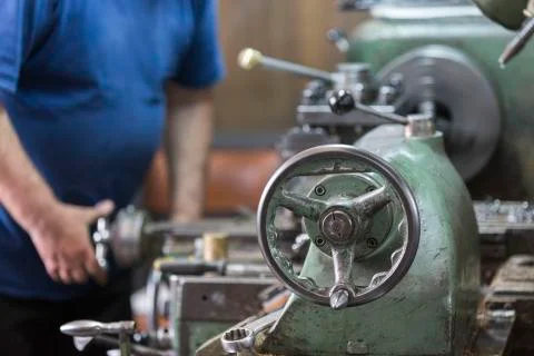 Lathe for metal material processing Foto stock