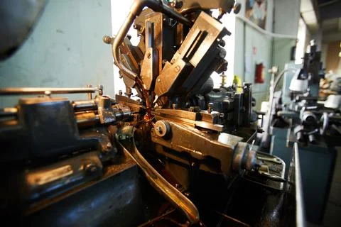 Lathe milling machine for designing clock movements Stock Photos