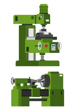 Lathe. Milling machine. Stock Illustration