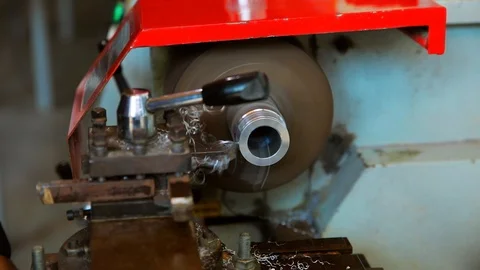 Lathe processing of aluminum Stock Footage 103091267
