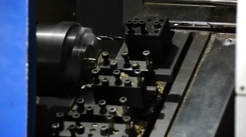 Lathe programmable machine cuts the thread, and other operations. Stock Footage 49451077