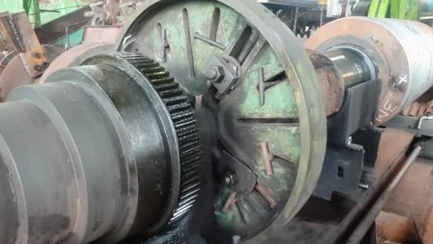 The lathe rotates at low speeds Stock Footage 306981491