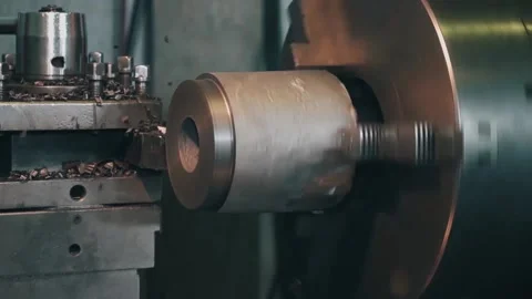 Lathe Turning Machine Manufacturing Small Car Parts. Industry Stock Footage 135193878