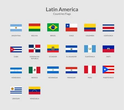 Latin American countries Rectangle flag icon Illustrazione stock